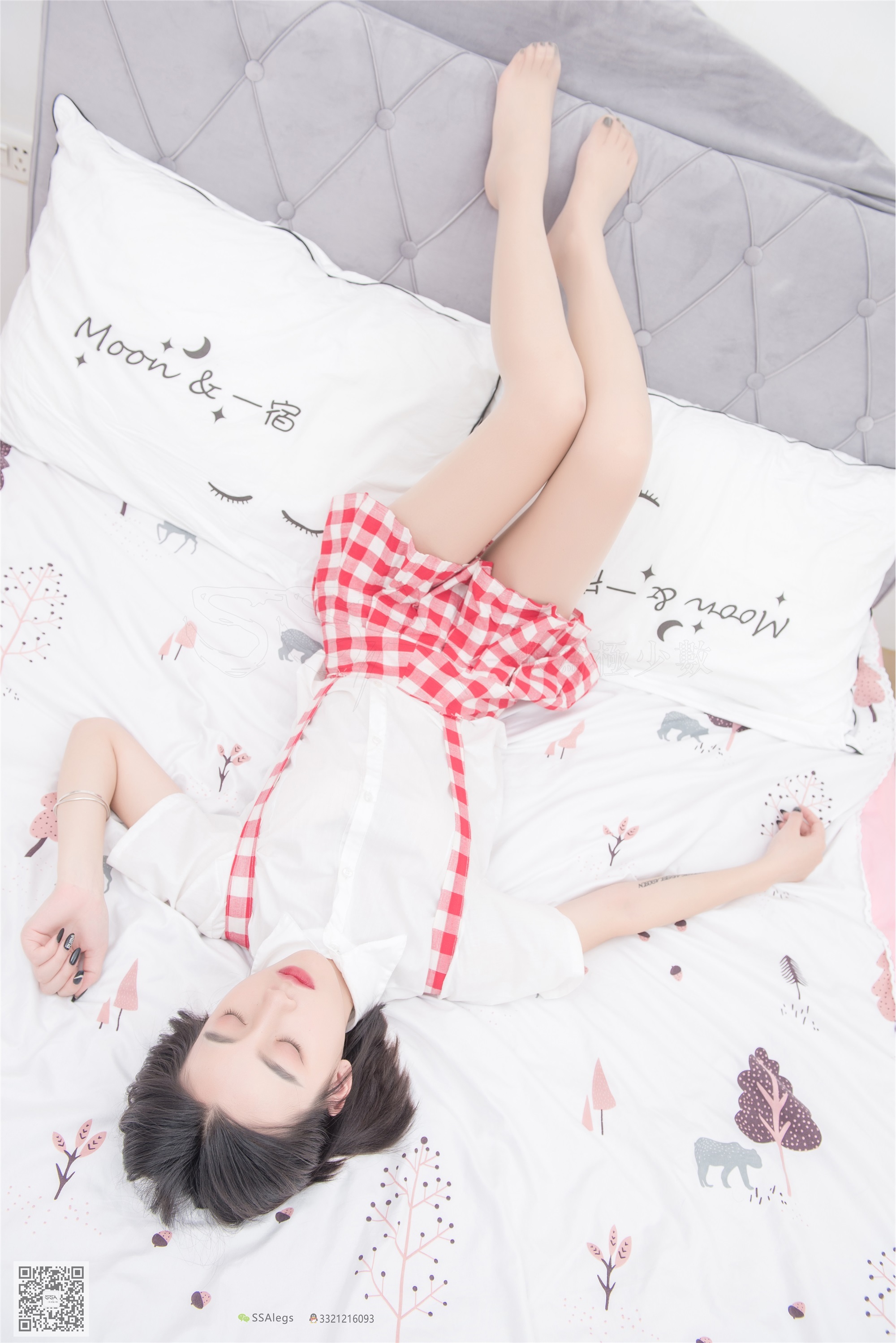 SSA丝社 NO.033 大大 红白格子齐臀超短裙肉丝